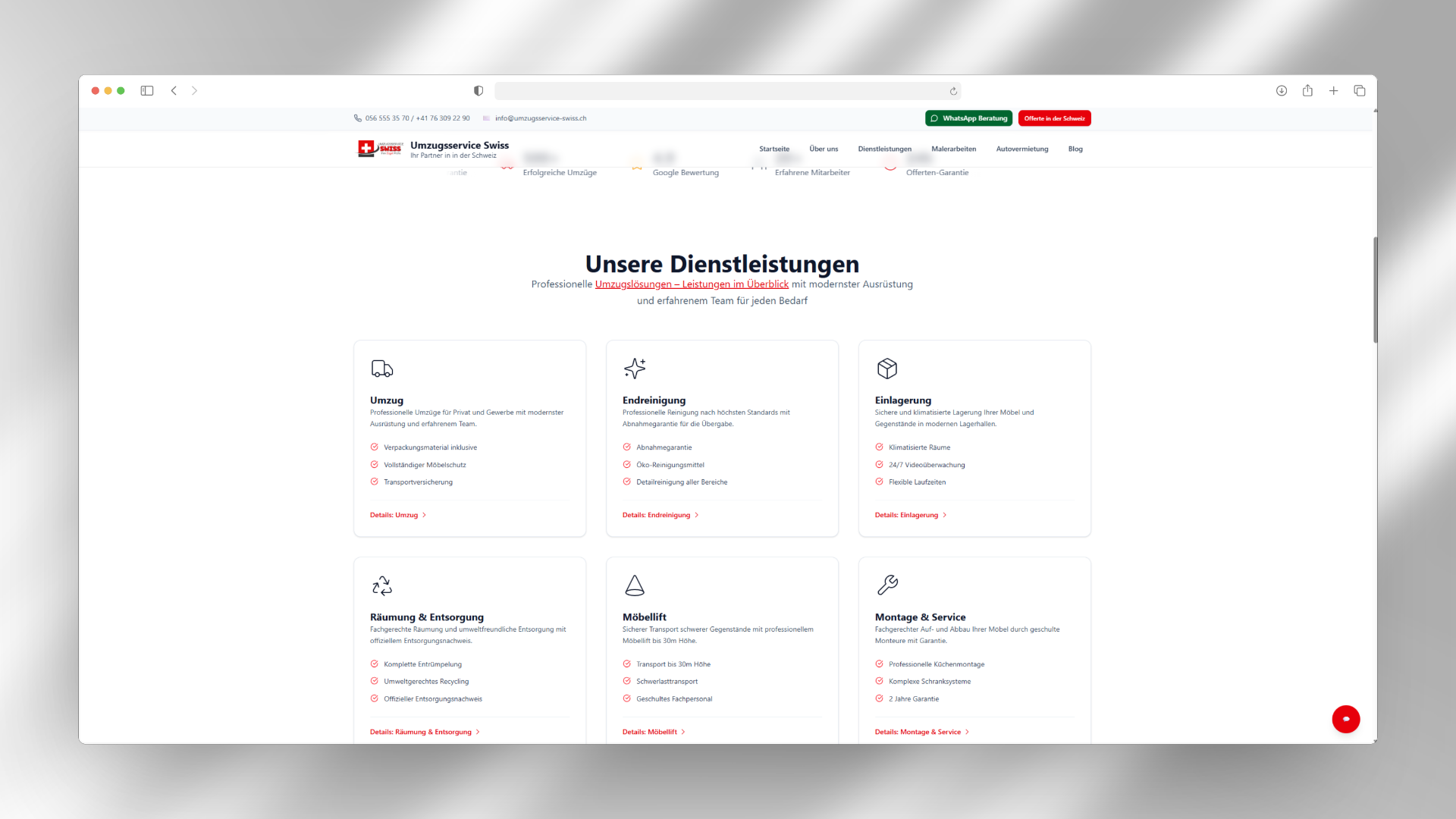 Umzugsservice Swiss Screenshot 1